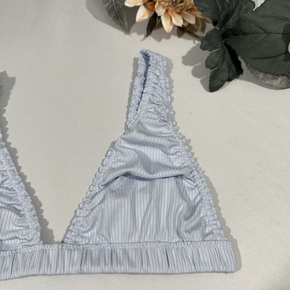 NWT Free People‎ [ Medium ] Wait & See Stripe Ribbed Bralette Palest Blue - Picture 4 of 14